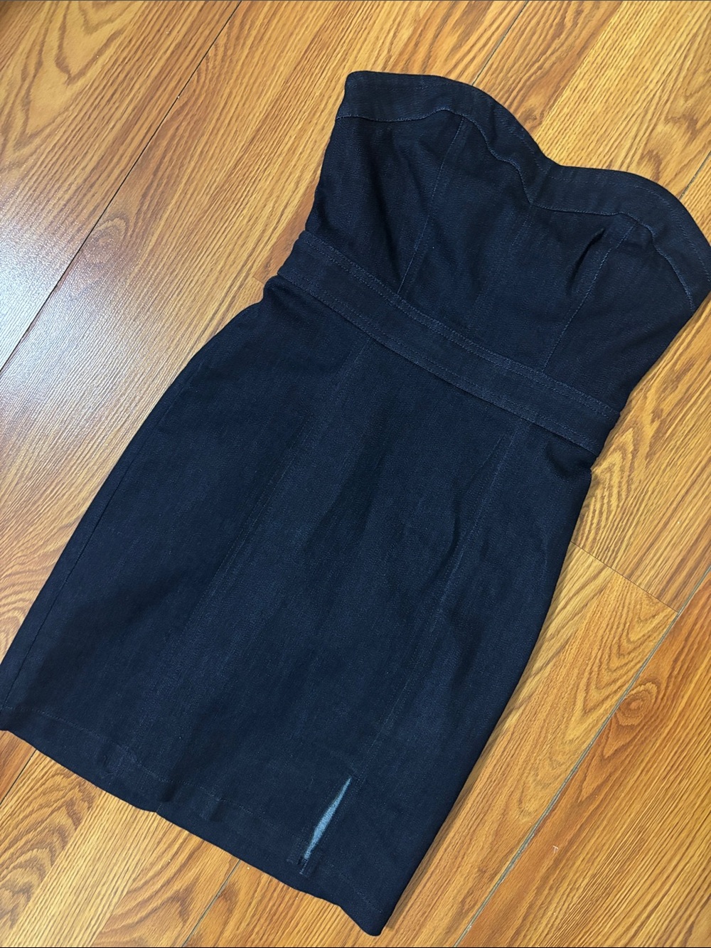Express Strapless Dark Indigo Denim Dress - Picture 2 of 5